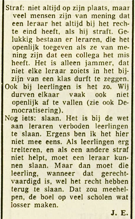 knipsel: JE over straf + slaan, knipsel